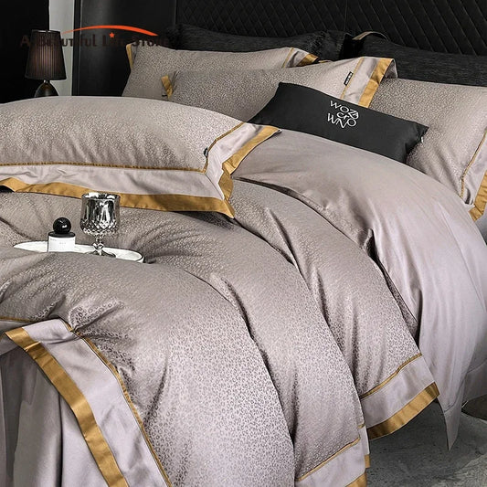 Jacquard Luxury 1000 CT Egyptian Cotton Satin Bedding Set