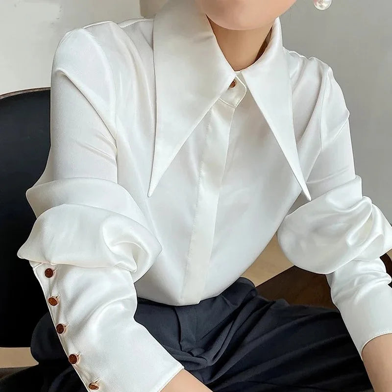 Abbie Vintage Satin Button Down